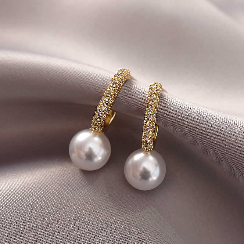 Charm French High Sense Geometric Simple Pearl Earrings For Woman Halloween Party Eve Gifts Jewelry Student Girls Elegant Accessories G230225