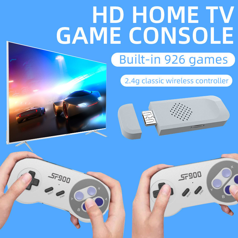 SF900 4K HD till TV -videospelkonsol 2.4G Double Players Wireless Gamepad Controller f￶r 16 bitars retro TV -spelkonsoler DHL