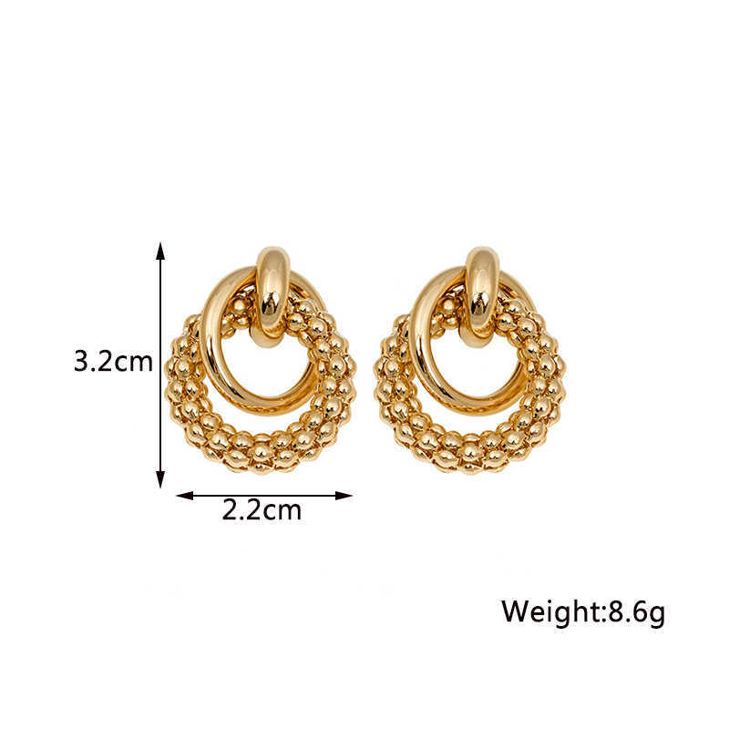 Charme nouvelle mode tressé boucles d'oreilles pour femmes couleur or métal goutte Wrap Punk personnalité femme bijoux oorbellen voor vrouwen G230225