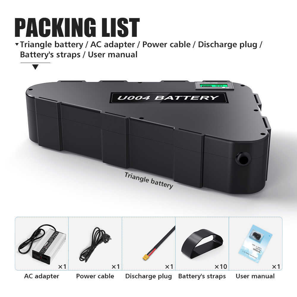 21700 EBIKE BATTERI 48V 52V 24AH 19.2AH U004 Batteri för kraftfull 2300W 1500W 1000W 750W 500W BAFANG VOILAMART AW ANCHEER MOTOR