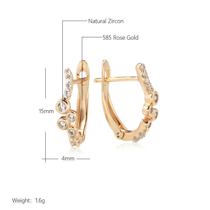 Charm Kinel New Trendy 585 Orecchini pendenti color oro rosa le donne Gioielli da sposa vintage Luxury Zircone naturale Fine orecchini inglesi G230225