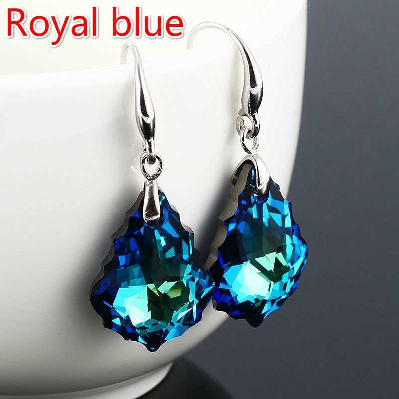 Charm lyxig silverpläterad örhängen Fashion Blue Temperament Simple Dangle örhängen för kvinnor G230225