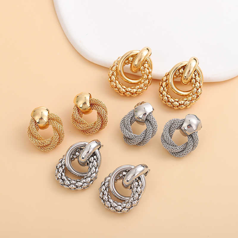 Charm New Fashion Braided Dangle Earrings for Women Gold Color Metal Drop Wrap Punk Personality Female Jewelry oorbellen voor vrouwen G230225