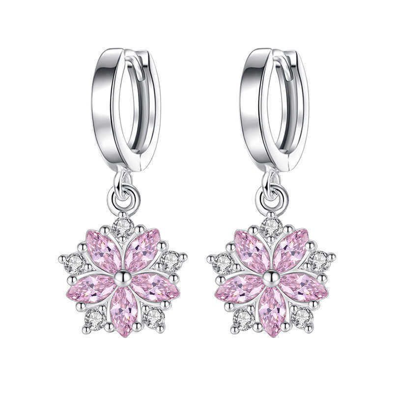 Charm Fanqieliu Stamp 925 Silver Needle Princess Crystal Flower Drop Earrings For Women Vintage Jewel Girl Gift Ny FQL22192 G230225