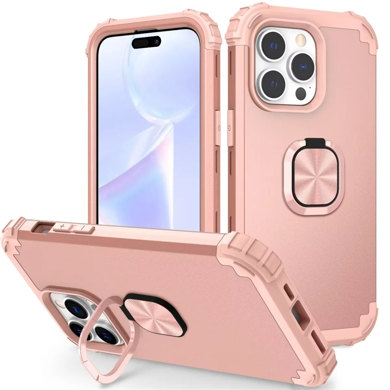 ハイブリッド3IN1キックスタンドディフェンダーリングスタンドiPhone 14 14plus 14 Pro Max Magnetic Car Holder Hard PC Soft Silicone TPU携帯電話カバー用の衝撃プルーフケース