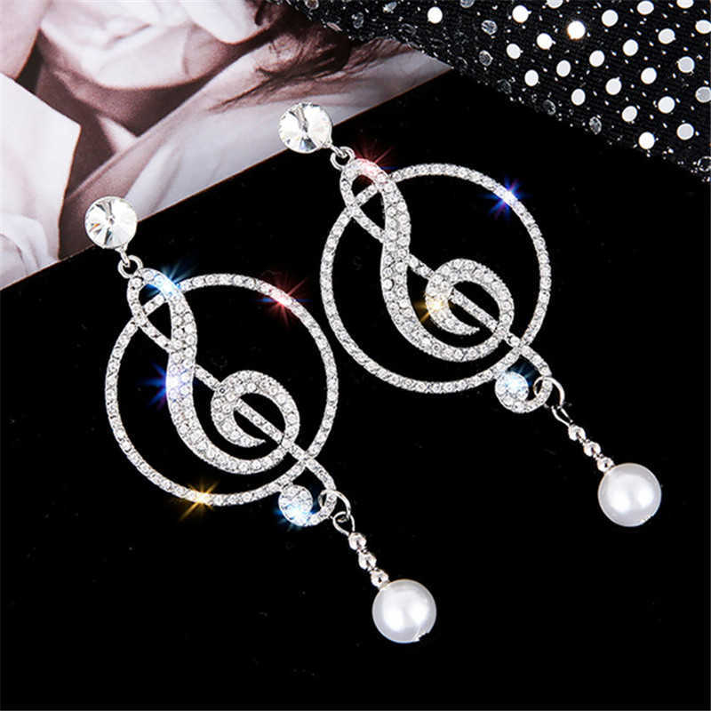 Charm FYUAN Musik Symbol Strass Kristall Tropfen Ohrringe für Frauen Geometrische Perlen Ohrringe Fashion Party Statement Schmuck G230225