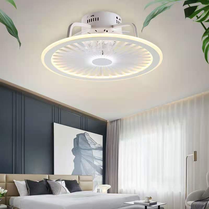 Acryl Intelligent plafondventilator Lamp Modern design LED Creatieve lamp slaapkamer Studie Restaurant Drie kleuren afstandsbediening plafond