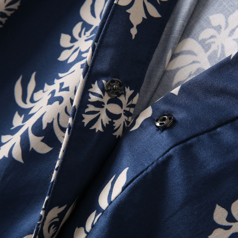 2023 Frühlingsblaues Baumwollkleid mit Paisley-Print und Gürtel, 3/4-Laternenärmel, Reversausschnitt, getäfelte Midi-Freizeitkleider S2D201654