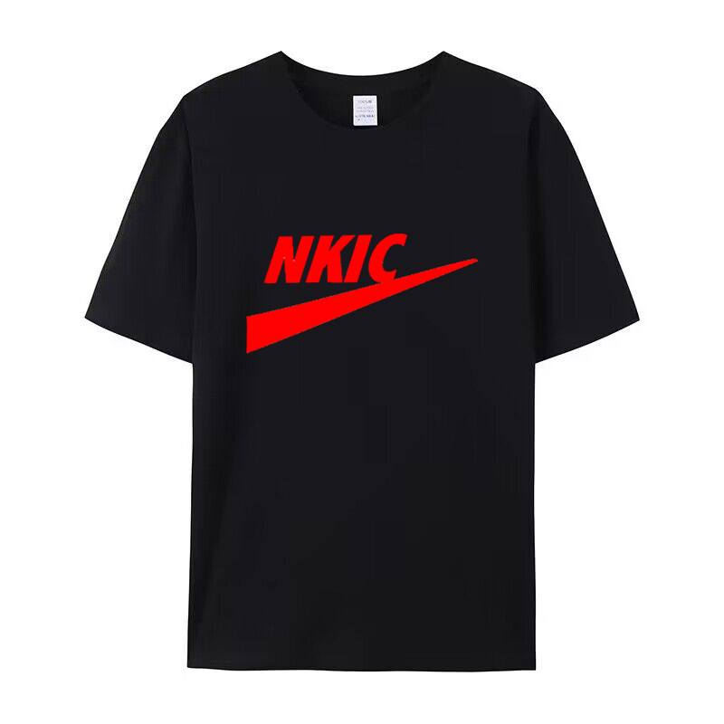 Camiseta masculina colar pura o colarinho de manga curta camisetas de camiseta de camiseta preta t-shirts fitness para roupas de roupas masculinas impressão de logotipo da marca