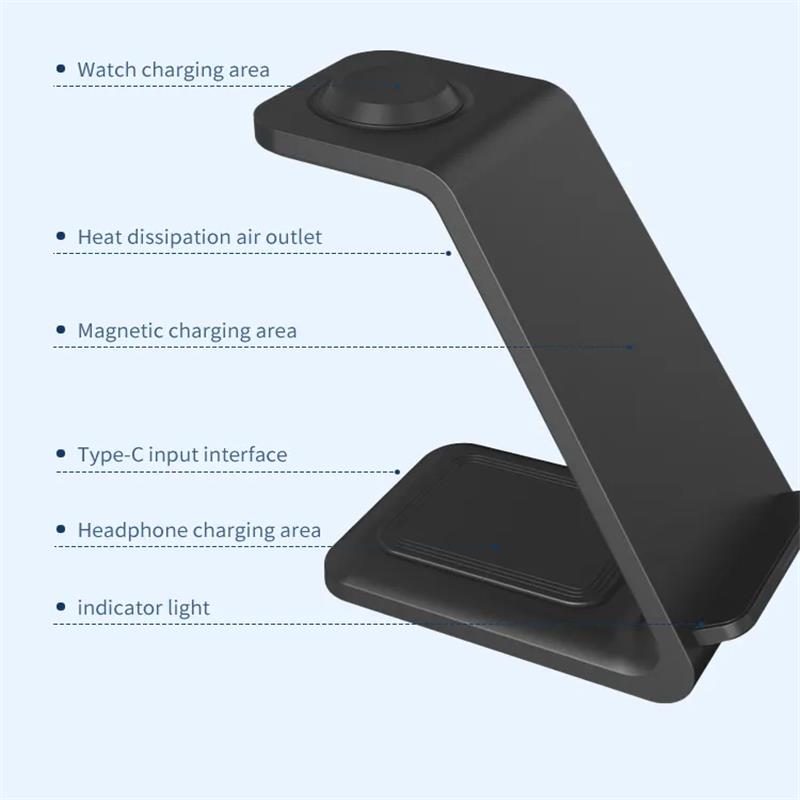 3-в-1 резиновое масло Qi беспроводное зарядное устройство подставка для настольного телефона подставка для мобильного телефона.
