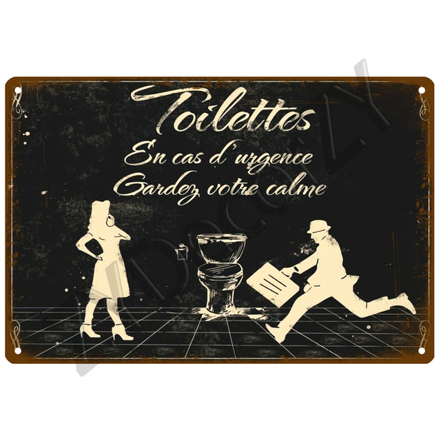 Vintage-Kunst-Blechschild für Zuhause, lustige Dekoration, WC-Blechschild, WC, Toilette, Toiletten, Wandkunst, Badezimmer, Toilette, Toilette, Wanddekoration, personalisierbar, Größe 30 x 20 cm, W02