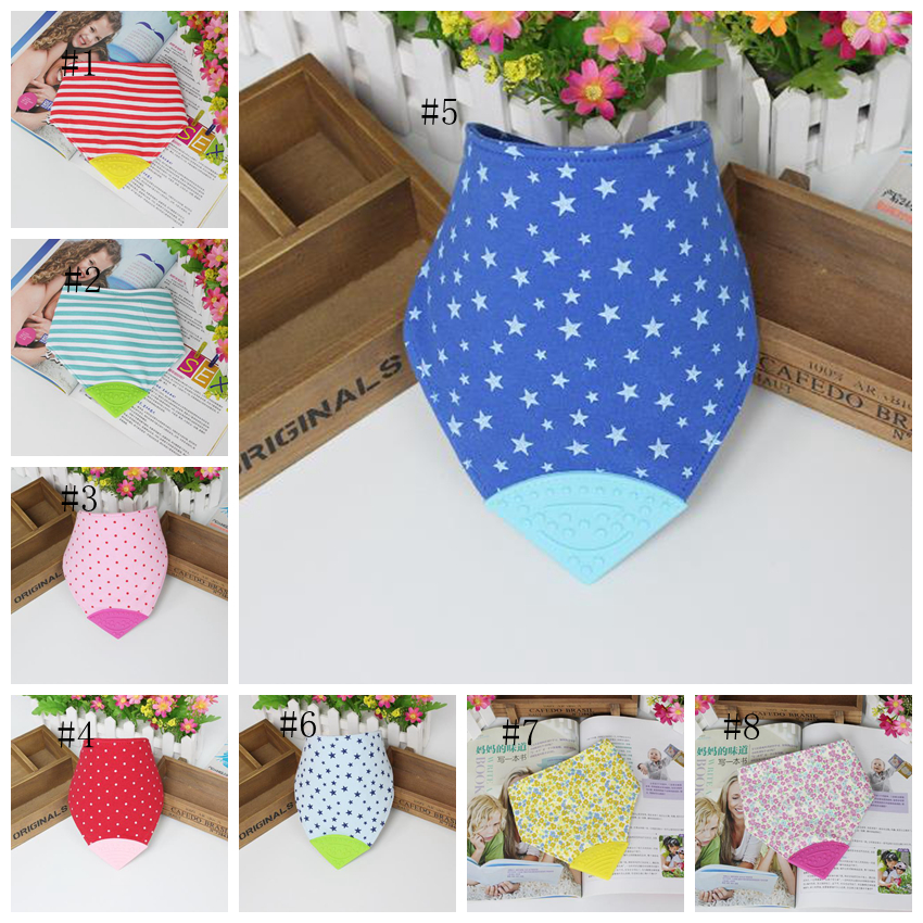 Bébé Bavoirs Bandana avec Anneaux de Dentition Nouveau-né Coton Bandana Dentition Bavoir Étanche Silicone Sucette Burp Chiffons Absorber Bave Outil D'alimentation 22 Modèles DW6849