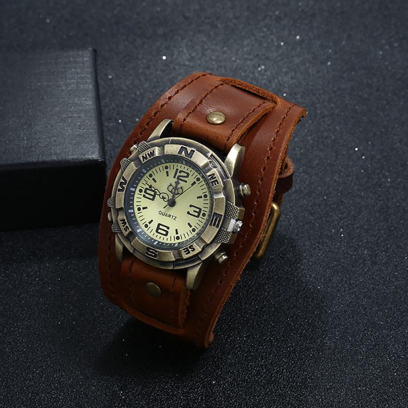 Wristwatches Mens Watch Punk Retro Simple Fashion Pin Buckle Strap Leather Luxury High Quality Clock Design Wristwatch #10Wristwat296l