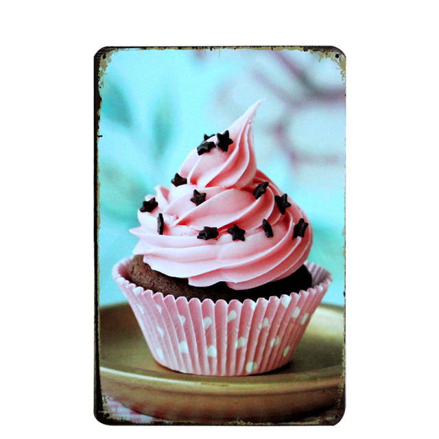 Vintage Cake Dessert art painting Metal Tin Signs Retro Home Kitchen Decoration Plaque Poster Bar Pub Bakery Wall Decor personalized Plate Size 30X20cm w02