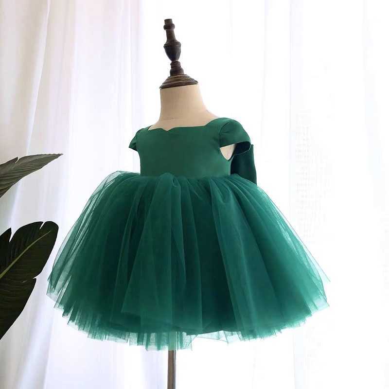 Mädchen Kleider Baby Mädchen Prinzessin Satin Tutu Kleid Kurzarm Kind Vintage Große Schleife Vestido Party Festzug Geburtstag Weihnachten Kleider 1-12Y