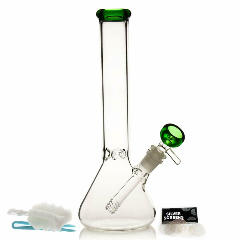 11" Hookah Glass Bong Water Pipe, Tobacco Precolator Bubbler Beaker