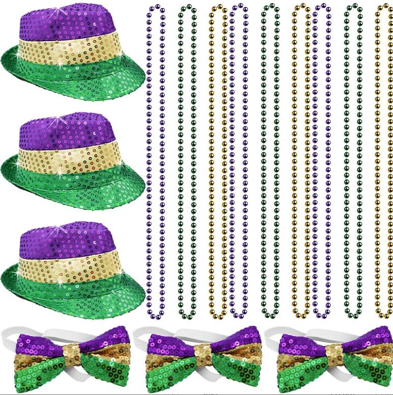 Adulto Mardi Gras Fedora Paillettes Cappello Tema Costume Natale Halloween Dress-Up Accessori Uomo Donna Carnevale Cappelli Jazz