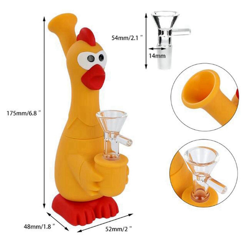 Senaste färgglada silikon Portable Hookah Pipe Chicken Form borttagbar torr ört Tobaksoljeriggar filter Rökning Bong Handpipes Waterpipe Cigaretthållare DHL