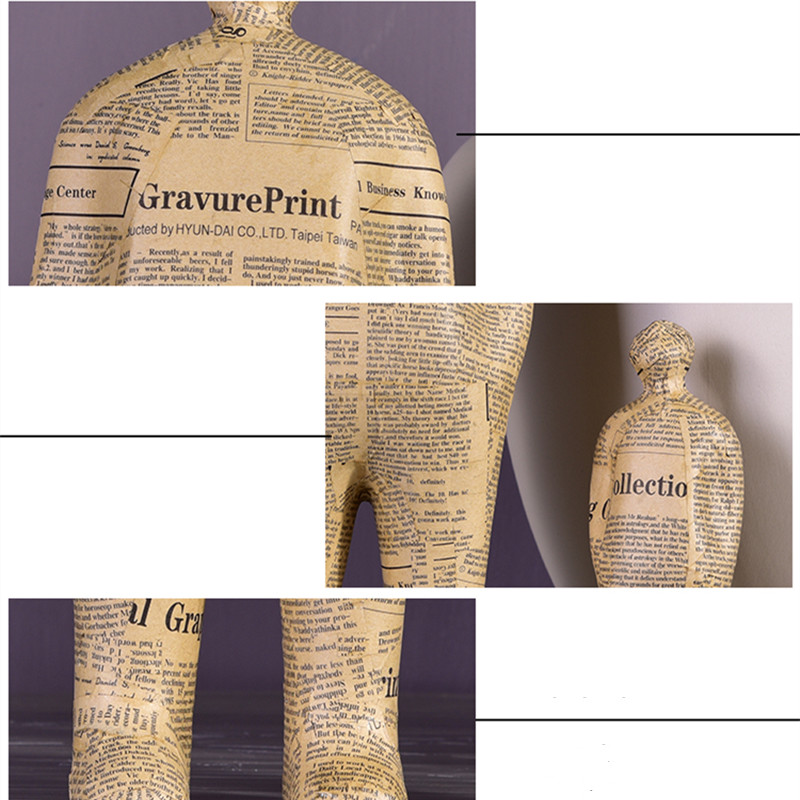 New modern, simple and creative, old newspaper, figure decoration, hotel, club, model room, home soft decoration, father and son 7-15cm