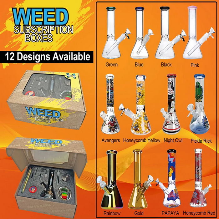 Glass bong hookah kit thick water pipe with herb grinder Storage tank rolling tray ashtray quartz banger nail Total accessories bongs set