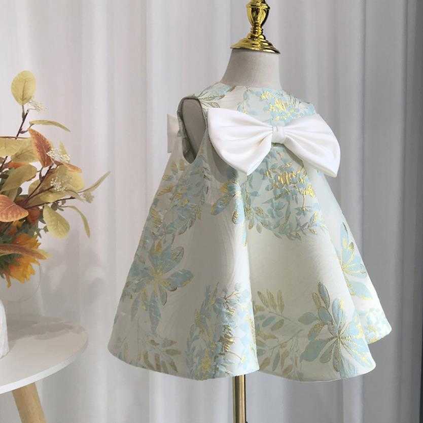 Girl's Dresses Spanish Vintage Lolita Princess Ball Gown Bow Sleeveless Design Infant Birthday Christening Dresses For Girl Easter Eid A1401