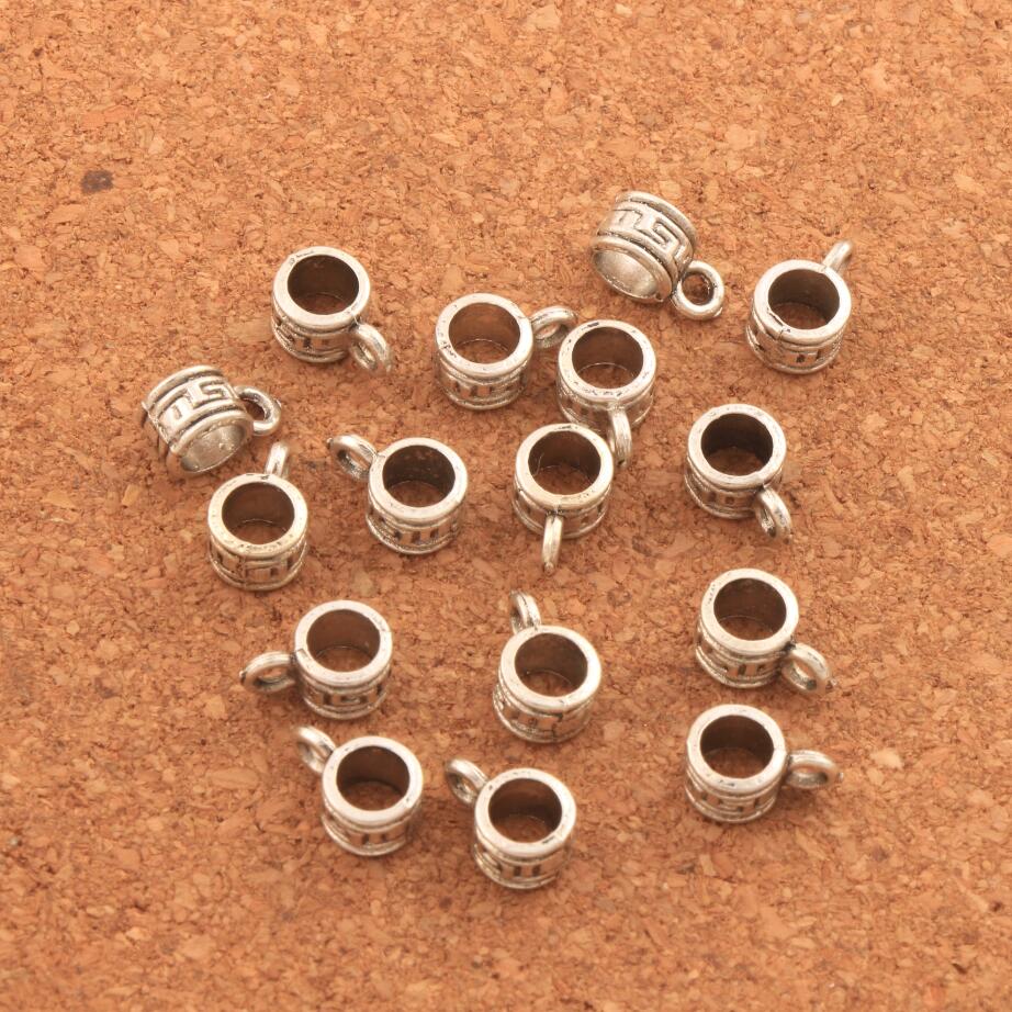 Circle Connectors Bails Beads Silver Design Dangle Danner Healpes Heptrents Fit Fit Charm European Bracelet L818 10.8x5mm 