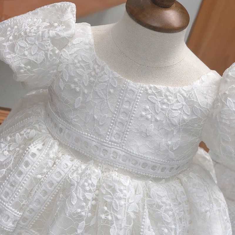 Meisjesjurken Baby Girl Dress Hollow Lace Prinses Kinderen Bruiloft Verjaardag Katoen Ball Jurk Baby Doop feestjurken voor zomer 1-5 jaar W0224