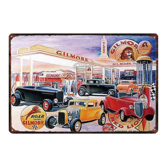 Posto de gasolina pintura de arte de óleo sinal sinal carr carro de metal ché de metal de parede barra de garagem artesanato em casa decoração personalizada sinais de lata de metal tamanho 30x20cm w02