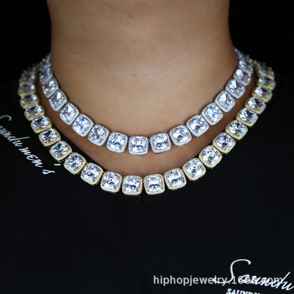 Trendy Lab Diamond Necklace 14K White Gold Engagement Wedding Chocker Halsband för kvinnor Män hiphop smyckespresent