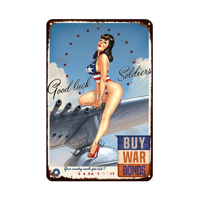 Retro Sexy Girl VIntage Metal Tin Plate Garage Pin up Sexy Girl Tin Signs Metal Decorative Plaque Poster For Pub Bar Club Man Cave Decor Home Wall Decor Size 30X20CM w01