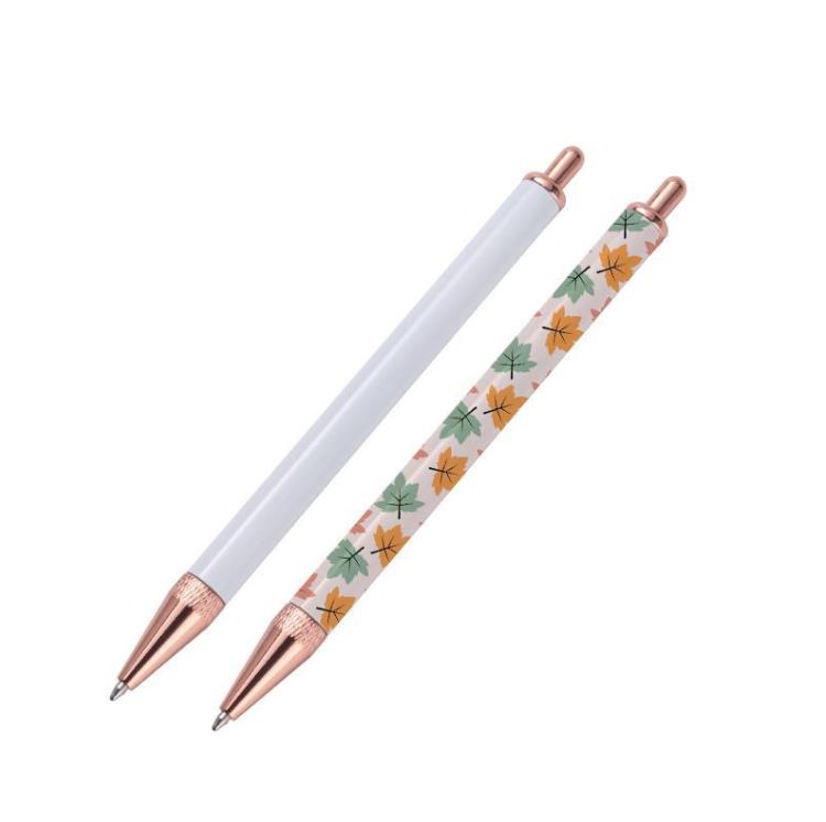 Stylos à bille à Sublimation, transfert de chaleur vierge, matériau en alliage de Zinc blanc, stylo personnalisé, fournitures scolaires et de bureau SN4327