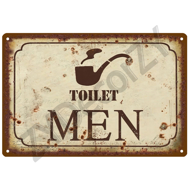 Vintage-Kunst-Blechschild für Zuhause, lustige Dekoration, WC-Blechschild, WC, Toilette, Toiletten, Wandkunst, Badezimmer, Toilette, Toilette, Wanddekoration, personalisierbar, Größe 30 x 20 cm, W02