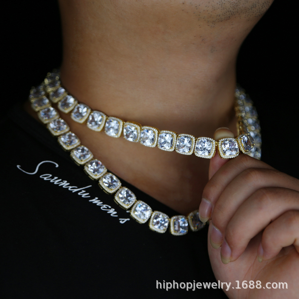 Trendy Lab Diamond Necklace 14K White Gold Engagement Wedding Chocker Halsband för kvinnor Män hiphop smyckespresent