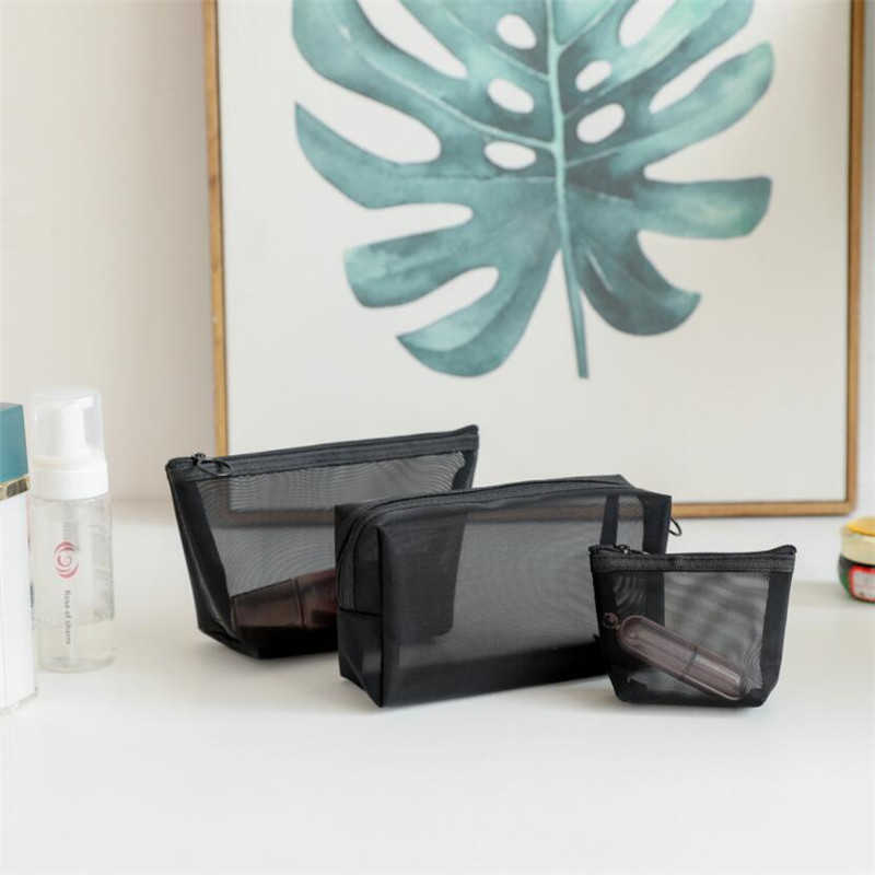 Storage Bags Black Women Men Necessary Cosmetic Bag Transparent Travel Organizer Fashion Small Large Black Toiletry Bags Makeup Pouch Y2302