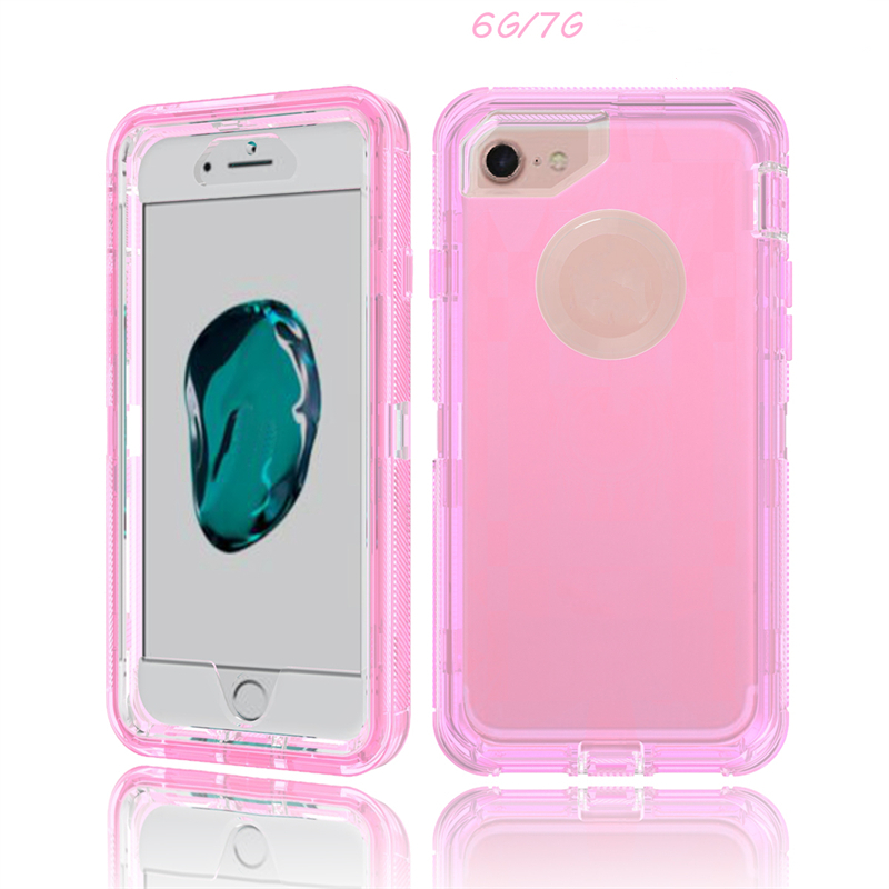 TPU PC Clear Mobile Phone Cases pour iphone 6 7 8 Plus Soft TPU Hard PC Back Cover