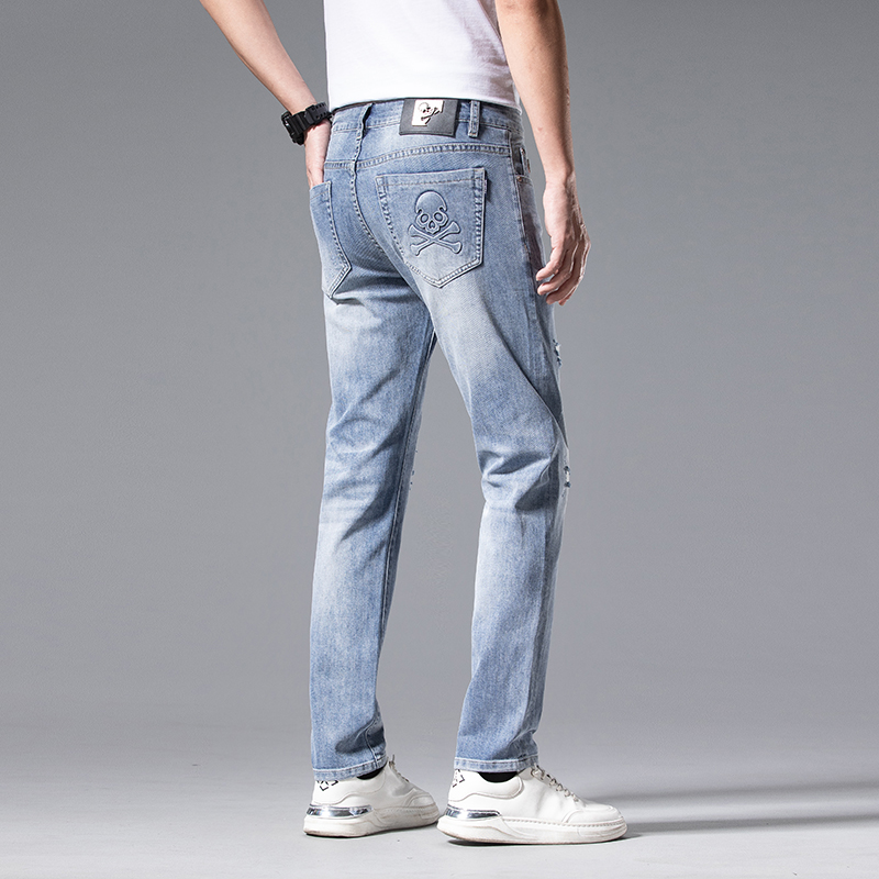 Men's Jeans Spring Summer Thin Slim Fit European American High-end Brand Small Straight Double F Pants Q9538-4