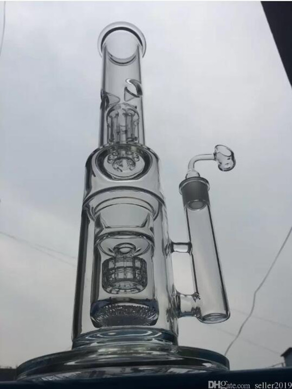 Gravity Glass Bong Bubbler Курительная трубка Кальяны Recycler Dab Rigs Водяные бонги с 18-миллиметровой чашей Ash Catcher