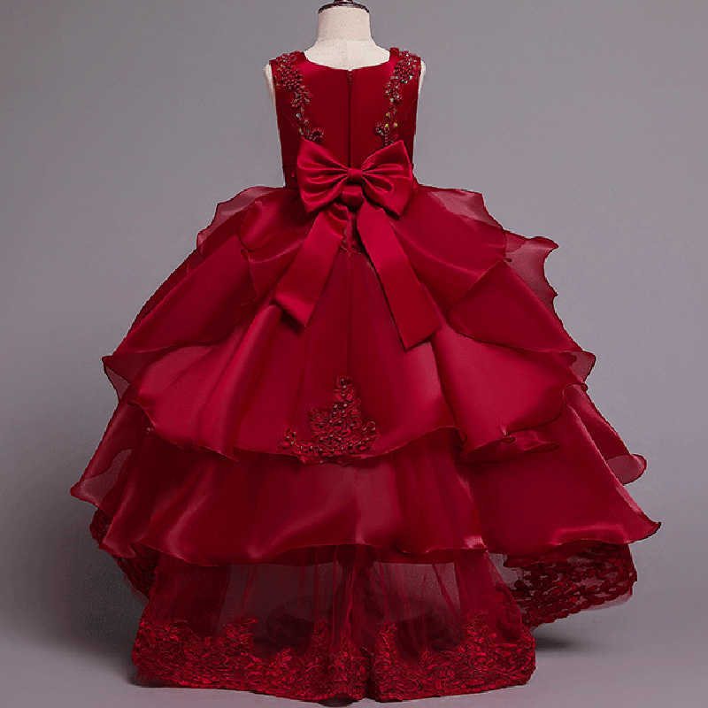 Robes de fille traînant des robes de demoiselle d'honneur de fleur robe de princesse élégante pour les filles enfants noël longue robe de mariée de fête vêtements pour enfants