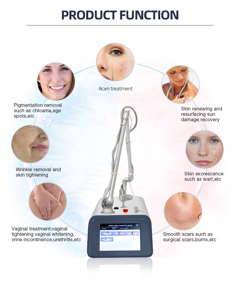 Design portatile Laser CO2 4D Trattamento frazionario Fotonio 10600 Nm Resurfacing Acne Scars Macchina di bellezza vaginale