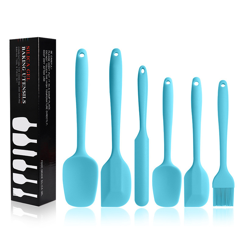 6 adet silikon spatula set ısıya dayanıklı olmayan sopa kauçuk mutfak kazıyıcı spatulalar pişirme ve karıştırma için