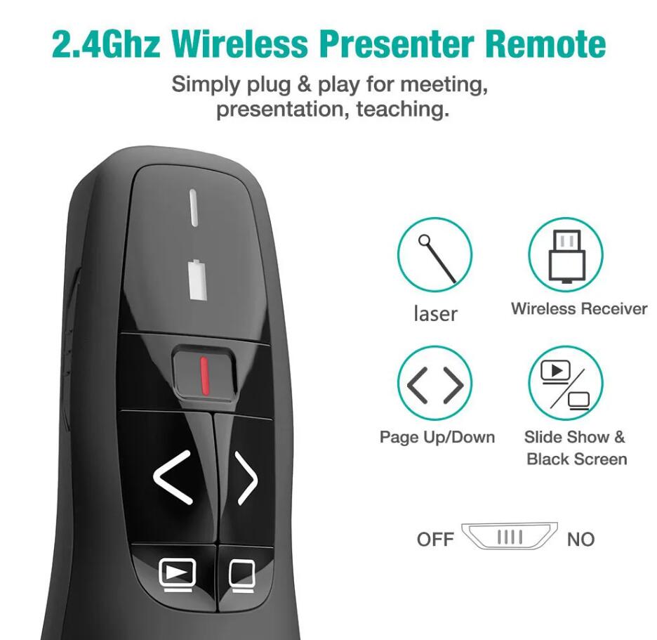 Kabelloser Presenter mit rotem Laserpointer, USB-RF-Fernbedienung, PPT-Powerpoint-Präsentation