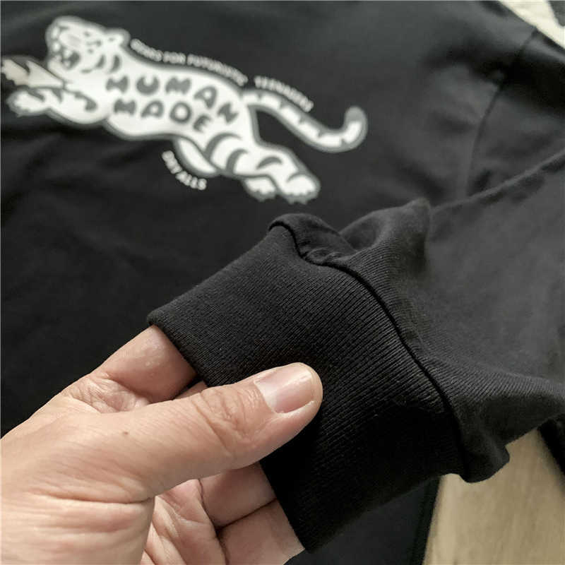 T-shirts pour hommes Bonne qualité Nouvelle arrivée Human Made Fashion T-shirt Hommes 1 1 Human Made Tiger Femmes T-shirt à manches longues T-shirts noirs