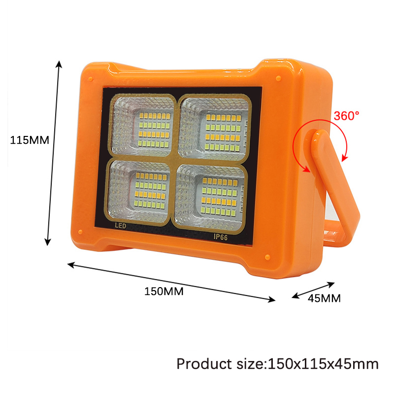 Luci di inondazione solari a LED USB ricaricabili 124LED Illuminazione tende da campeggio portatile impermeabile esterni