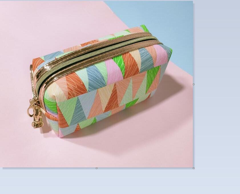 Bolsas de cosas para mujer, 3 uds., PVC, colores contrastantes, estampados geométricos, bolsa de cosméticos sólida de gran capacidad, Color mezclado