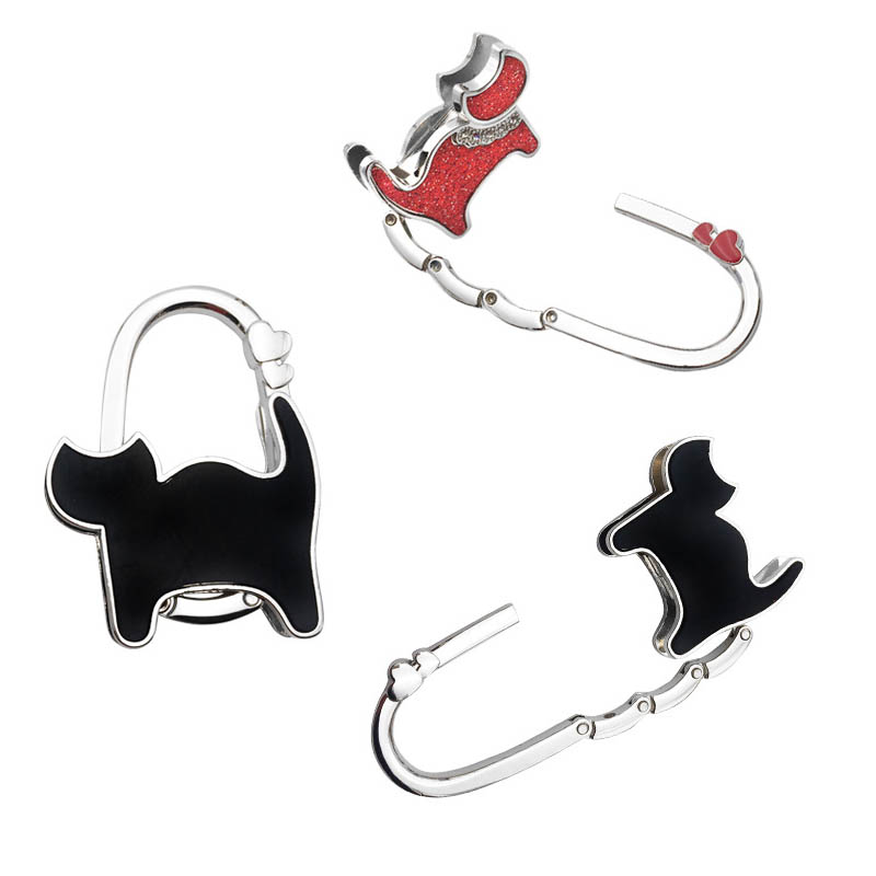 Party Favor Portable Cat Shape Folding Handbag Hook Holder Purse Hanger Table Edge Hanging Hooks For Handbag Decoration Women Bag Organizer