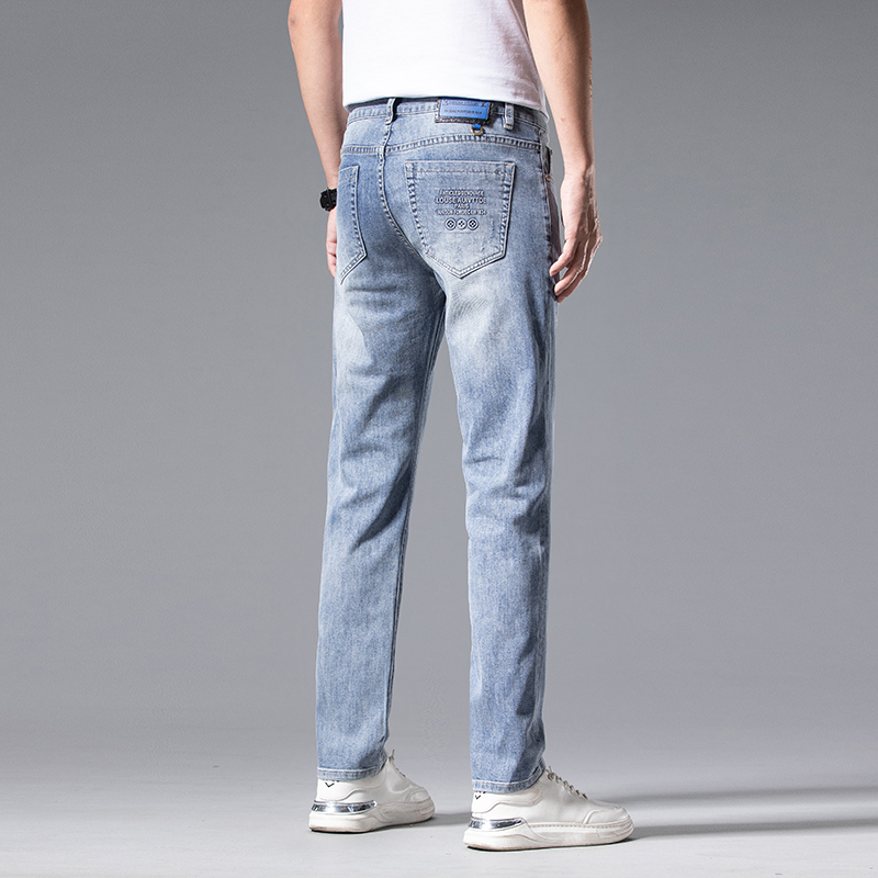 Men's Jeans Spring Summer Thin Slim Fit European American High-end Brand Small Straight Double F Pants Q9544-4