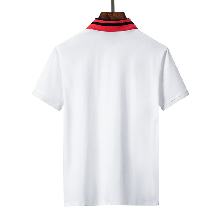 2023 T-shirt da uomo estiva con risvolto a righe animali in cotone ricamato con risvolto in cotone perlato Polo casual in bianco e nero traspirante e confortevole M-3XL