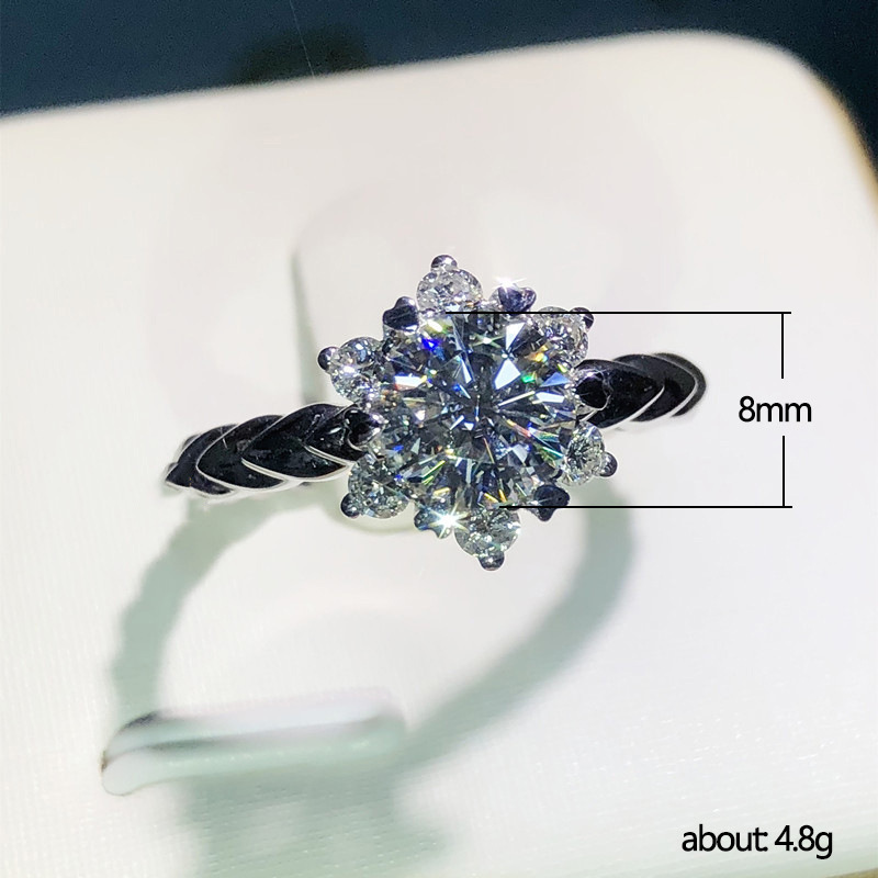 Anello di diamanti da donna Moda Fiocco di neve Anelli di Moissanite Gioielli Anello di fidanzamento matrimoni le donne