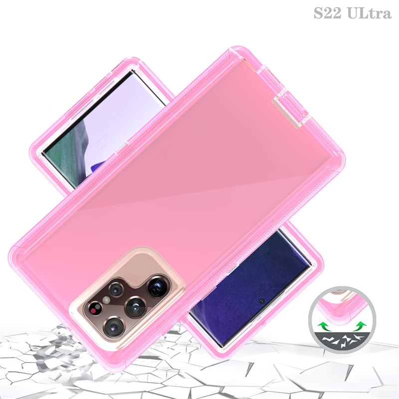 Cajas transparentes del teléfono para Samsung S22 Ultra Soft TPU Hard PC Clear Back Cover