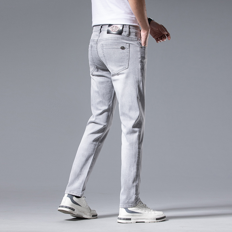 Men's Jeans Spring Summer Thin Slim Fit European American High-end Brand Small Straight Double F Pants Q9542-1